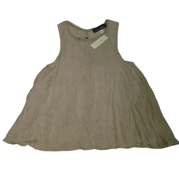 Francescas Collection M Blue Rain Rose Pink Flowy Open Back Spit Casual Tank Top - Picture 1 of 3